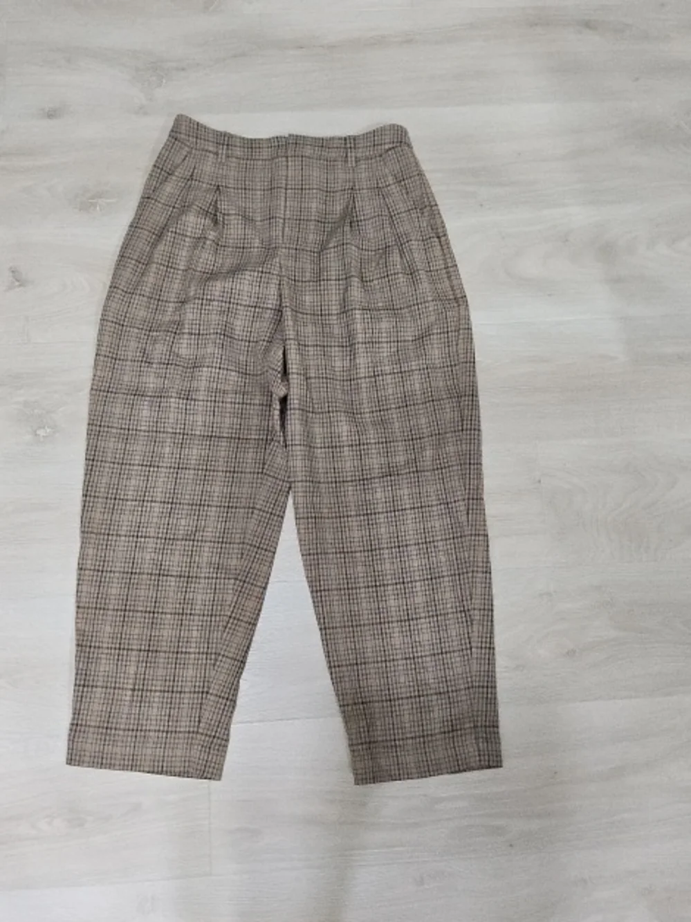 Madewell Brown Checked Pleated Trousers